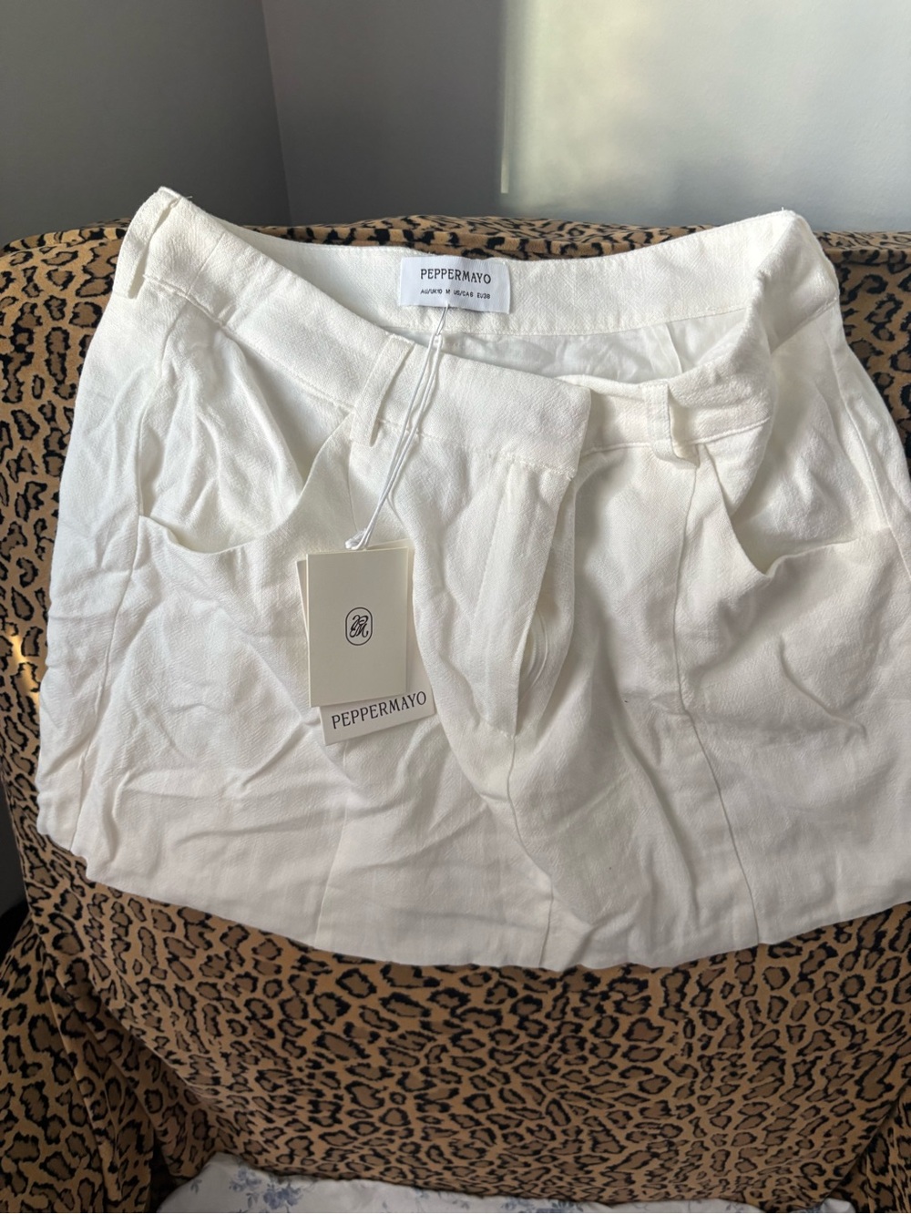 PEPPERMAYO Linen White Mini Skirt - NWT